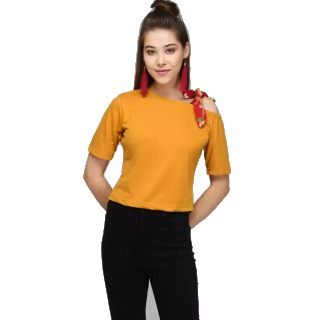 Neoen  Casual Regular Sleeve Solid Women Yellow Top at Rs.299